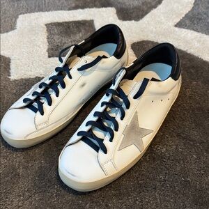 Golden Goose White Sneakers with Gray Star Accent